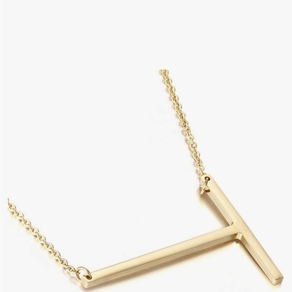 Sideways Initial “T” Necklace - Picture 3 of 7